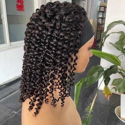 Glueless Kinky Curly Brazilian Human Hair Lace Wig Virgin Cuticle Aligned Headband