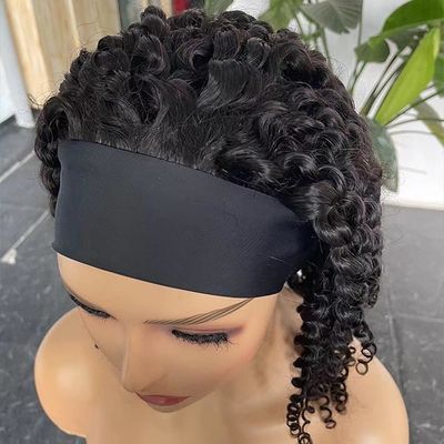 Glueless Kinky Curly Brazilian Human Hair Lace Wig Virgin Cuticle Aligned Headband