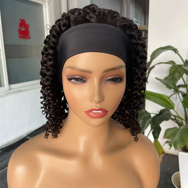 Glueless Kinky Curly Brazilian Human Hair Lace Wig Virgin Cuticle Aligned Headband
